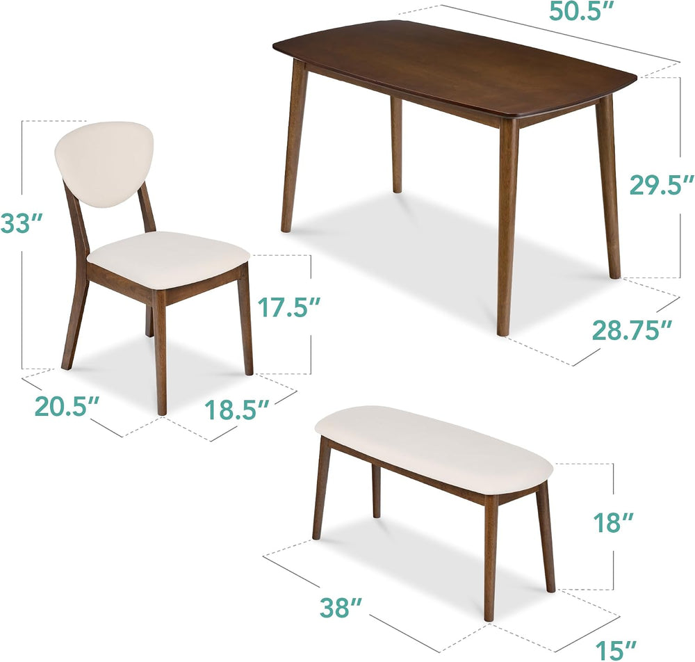 Best Choice Products 4-Piece Mid-Century Modern Wood Dining Kitchen Table &am...