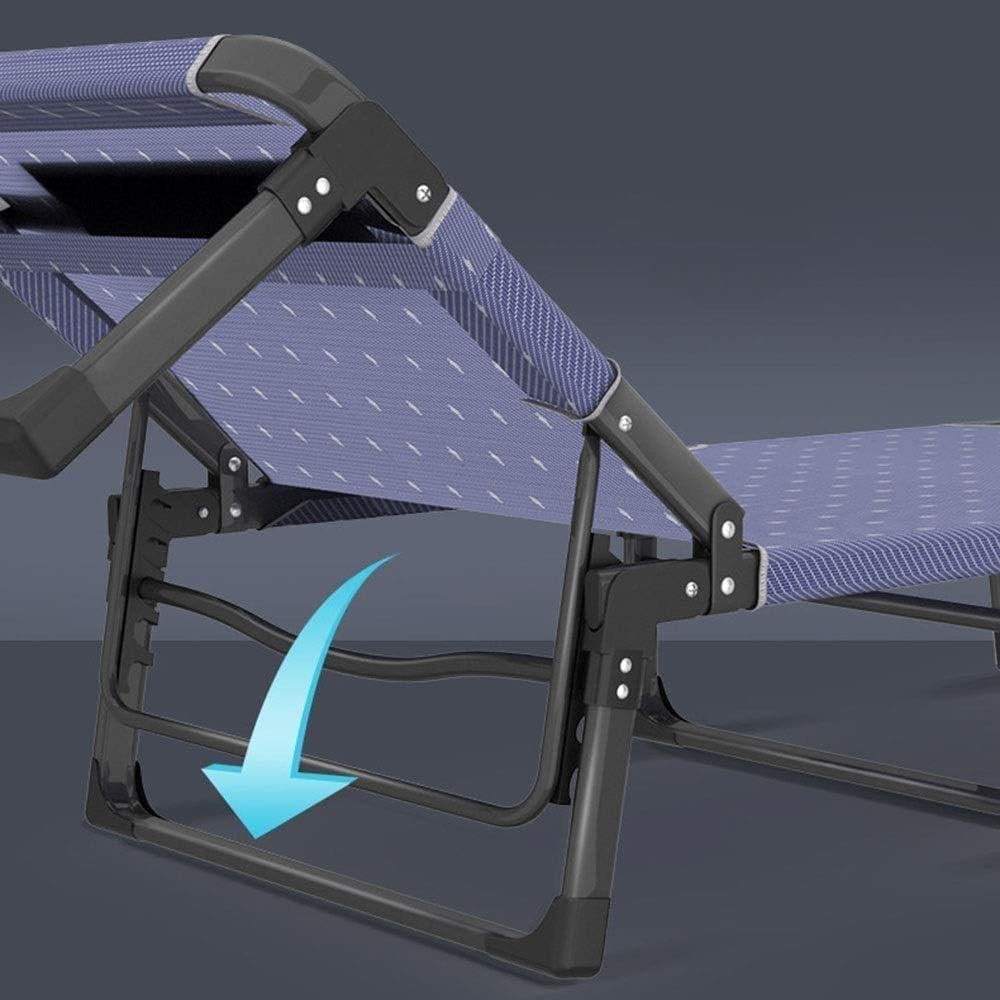 Outdoor Garden Lounge Chair Single Sunbed Household Siesta Deck Office Nap Bed Portable Camp Bed(C)