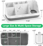 Bathroom Toothbrush Holder Set with 2 Pack Qtip Holder Dispenser - Detachable 7 Slots Bathroom Accessory Set, Kids Marble Bathroom Sink Counter Set, Bathroom Essentials Decor, Grey