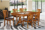 East West Furniture PLAV7-SBR-LC 7 Piece Dining Set Consist of an Oval Dining Table with Butterfly Leaf and 6 Faux Leather Kitchen Room Chairs, 42x78 Inch, Saddle Brown