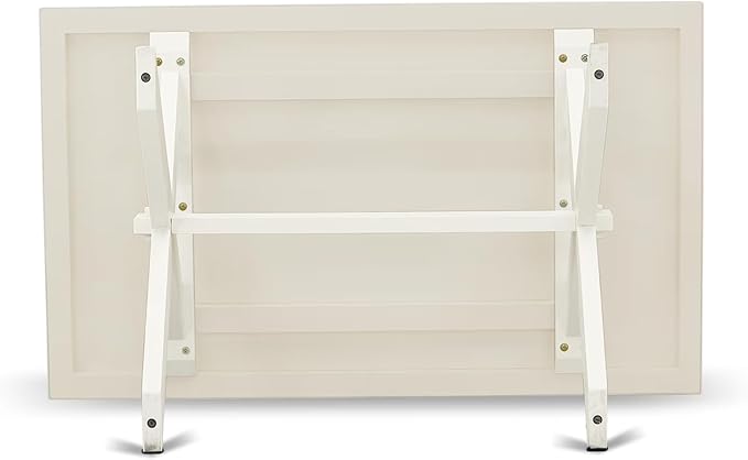 East West Furniture X027LA015-6 6 Piece Dining Table Set Contains a Rectangle Dining Room Table and 4 Baby Blue Linen Fabric Parson Chairs with a Bench, 40x72 Inch, Multi-Color