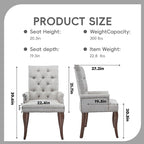 Upholstered Tufted Chenille Dining Chairs with Arms & Nailhead Trim – Solid Wood Frame & Legs, Modern Farmhouse for Dining, Kitchen & Living Room (Set of 1, Beige)