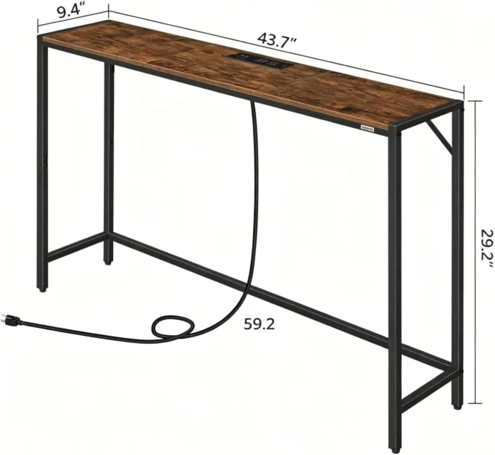 MAHANCRIS Console Table, Narrow Sofa Table, 43.7” Entrance Table with Power S...