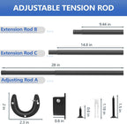 Closet Rods for Hanging Clothes, 17 to 53 Inch Closet Rod, Heavy Duty Adjustable Clothes Hanging Bar Rod Matte Black Closet Poles for Wardrobes, Closet, Bathroom, Windows,1.3 Inch Diameter