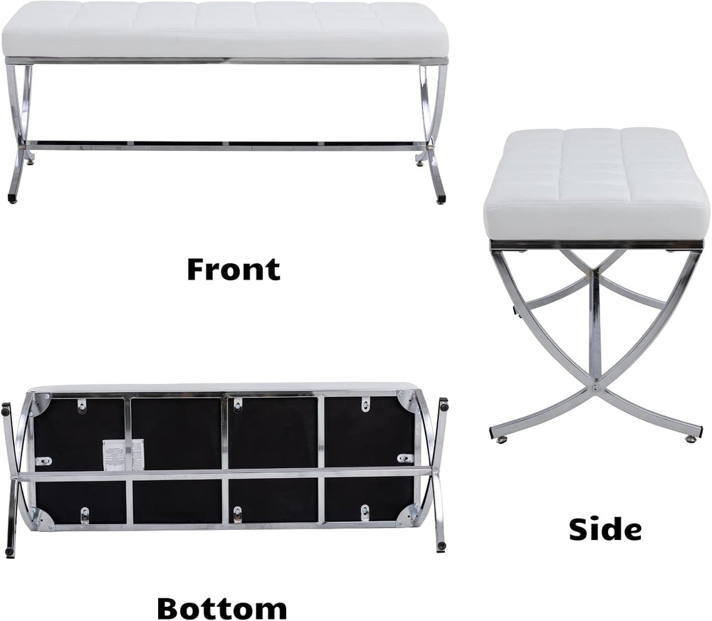 HEAH-YO Modern Button Tufted Bench, PU Faux Leather Ottoman Dining Bench, Sty...