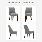 COLAMY Upholstered Dining Chairs Set of 2, Mid Century Modern Kitchen Chairs with Back, Farmhouse Fabric Side Dining Room Chairs with Wood Legs for Dining Room Restaurant, Light Grey