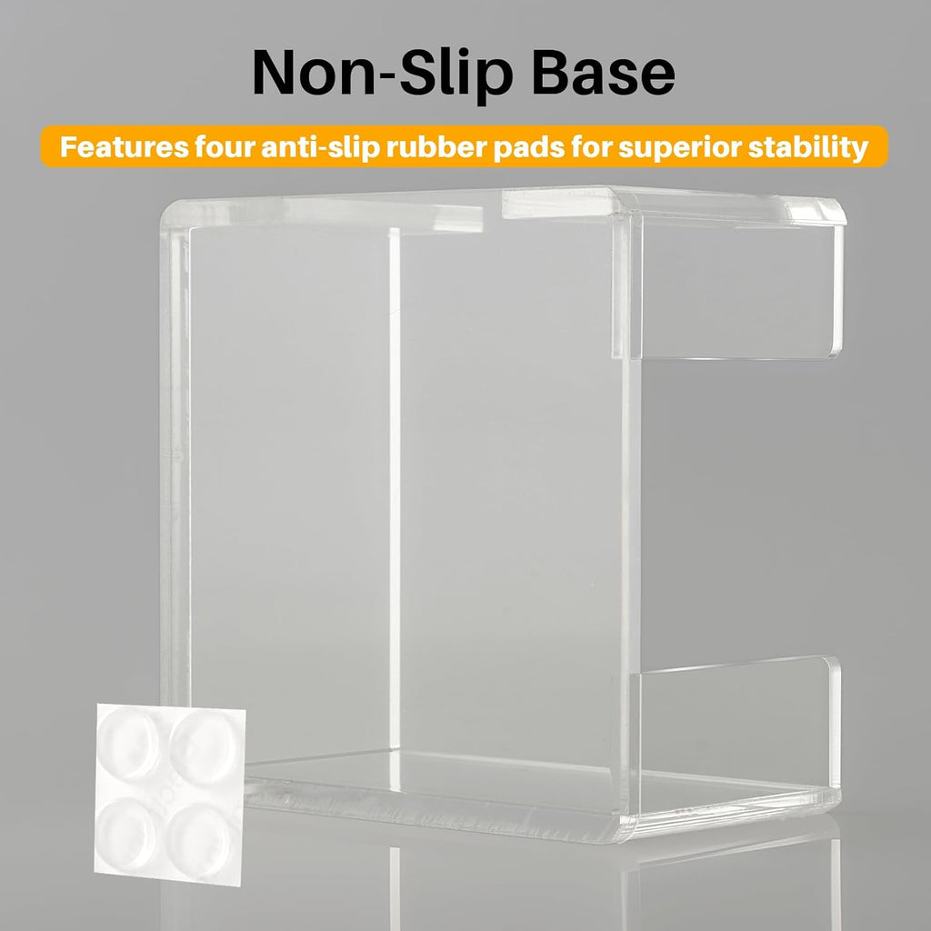 Acrylic Sticky Note Holder, 3x3 Inch Clear Dual Openings Square Notepad Organizer with Anti-Slip Base, Sticky Note Dispenser Memo Holder Case for Desk Office School Supplies(No Pads)