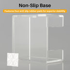 Acrylic Sticky Note Holder, 3x3 Inch Clear Dual Openings Square Notepad Organizer with Anti-Slip Base, Sticky Note Dispenser Memo Holder Case for Desk Office School Supplies(No Pads)