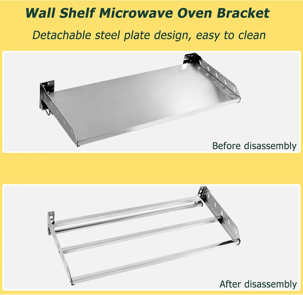 Stainless Steel Wall Mounted Microwave Oven Rack with Pot and Pan Holders Kit...