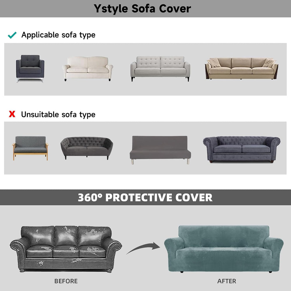 XINEAGE Velvet Armchair Cover, Stretch Washable Cover for Pets,Gray Blue