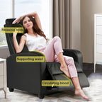 BestMassage | Recliner Chair | No Massage Function | Leather Black | with Lumbar Support, Adjustable Push Back, Wide Armrests, Footrest & Padded Seat | Easy Assembly | for Living Room, Home Theatre