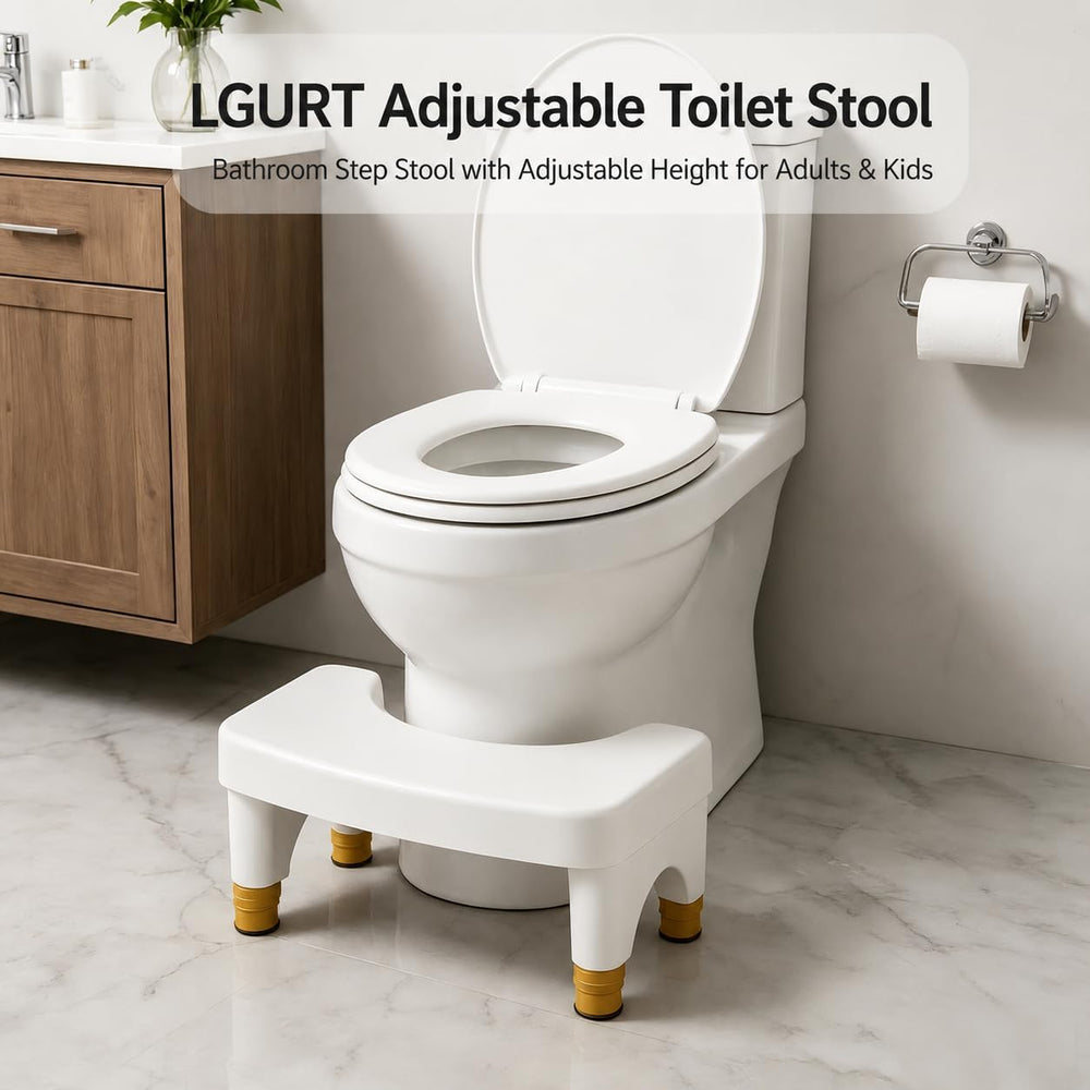 LGURT Height Adjustable Toilet Stool 6–9", Squatting Posture for Adults
