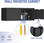 Garage Locking Cabinet, 13” H Garage Storage Cabinet Wall Mounted, Floating Storage Organization for RV, Hanging Tool Storage Cabinets for School, Office, Warehouse, Black