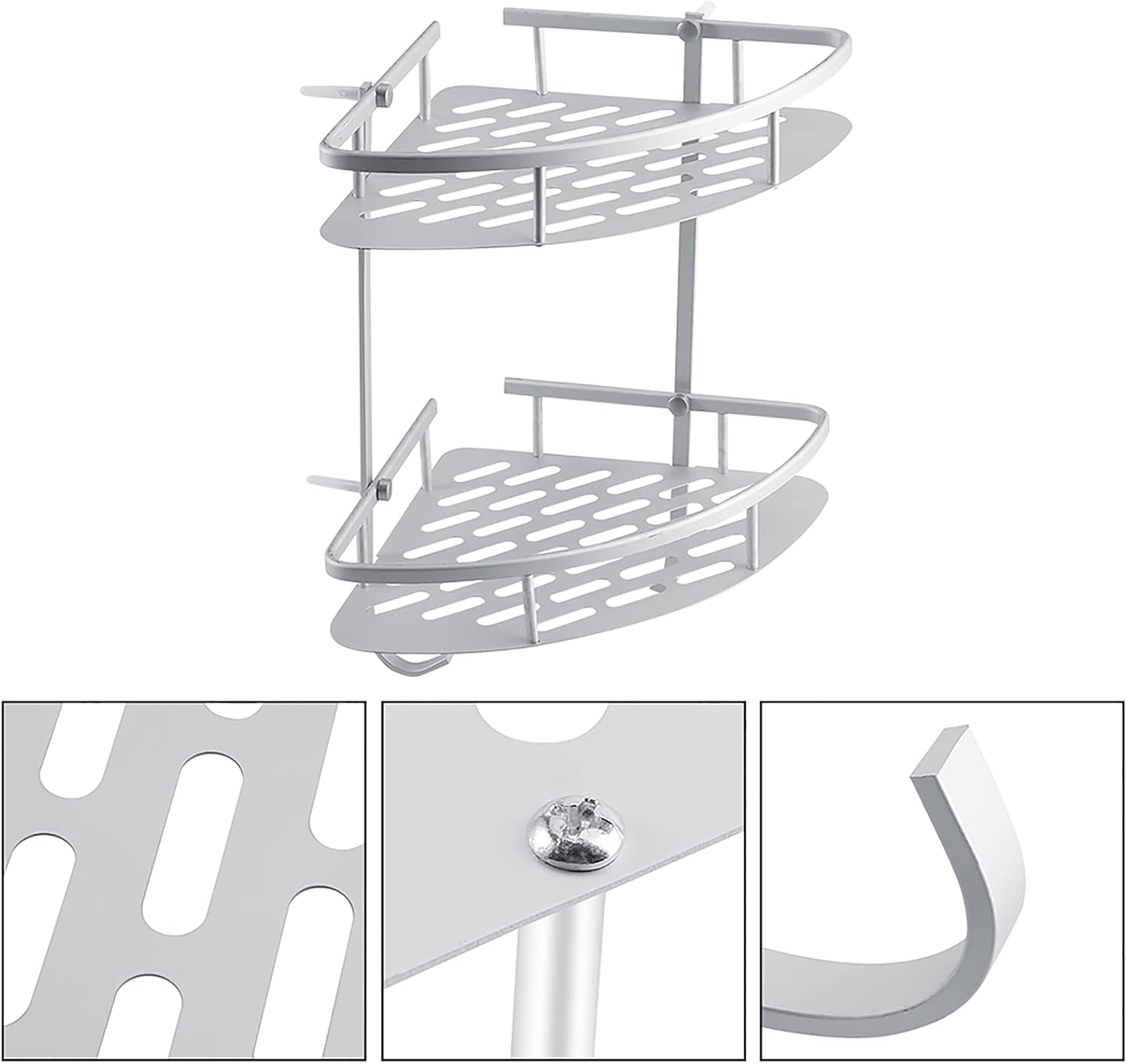 flexman Corner Shower Caddy, Simple Aluminum Bathroom Shower Shelves, Shower Corner Shelf for Store Shampoo, Cleaning Supplies