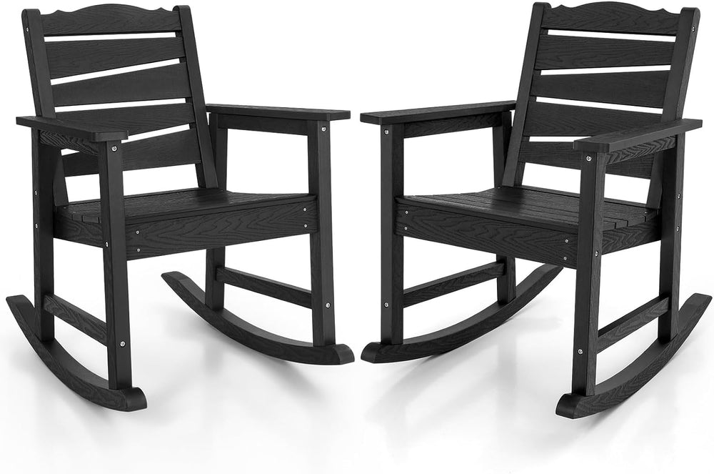 Patio Rocking Chairs Set of 2, Weatherproof HIPS Outdoor Rocking Chair for Ad...