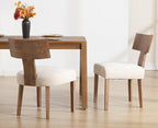 chairus Farmhouse Dining Chairs Set of 2, Upholstered Accent Chairs with Natural T-Shape Wood Back Armless Kitchen Chairs with Soft Pad, Linen Beige