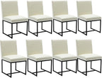 CIMOTA Modern Dining Chairs Set of 8, Leather Dining Room Chairs Upholstered Armless Guest Side Chair with Black Base for Dining Room/Kitchen, Cream 8PCS