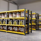 48" W Garage Shelving,4-Tier Heavy Duty Storage Shelves Unit with Adjustable Metal Shelf for Warehouse,Basement,Workshop,4200LBS,48" W x 24" D x 79" H,Black&Yellow