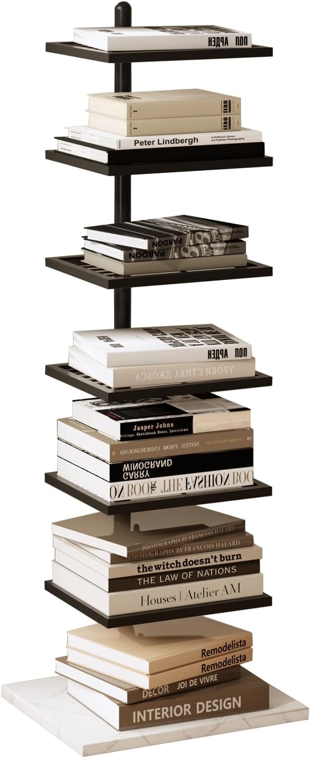 Vertical Bookshelf,Metal Spine Book Tower,Small Bookshelf for Small Spaces,Fl...