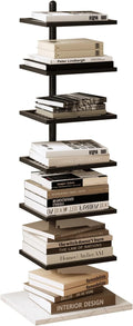 Vertical Bookshelf,Metal Spine Book Tower,Small Bookshelf for Small Spaces,Floor-Mounted Invisible Shelves with Marble Base for Living Room Bedroom Office