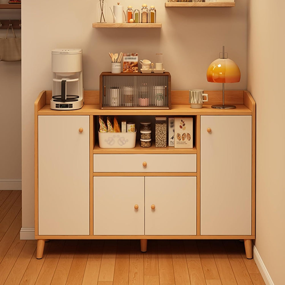 Kitchen Pantry Storage Cabinet with 4 Doors and Adjustable Shelves, Pantry St...