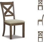 Signature Design by Ashley Moriville Modern Farmhouse 19" Upholstered Dining Room Chair, 2 Count, Brown