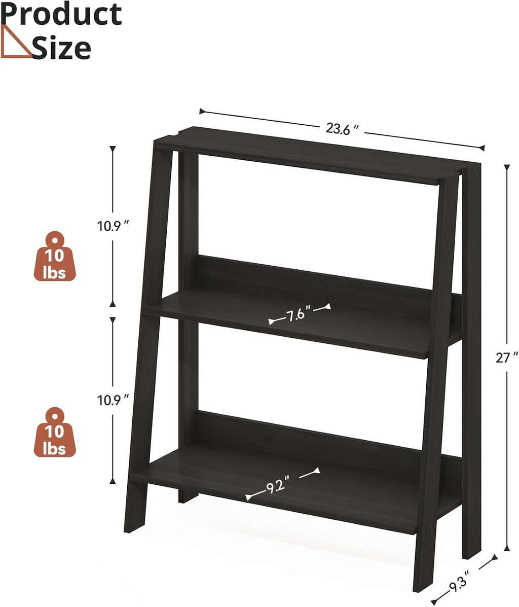 2 Tier Bathroom Ladder Shelf, Bathroom Ladder Shelves, Storage Organizer for Small Space, Freestanding Open Shelving Display Stand for Living Room Bedroom Kitchen, Black