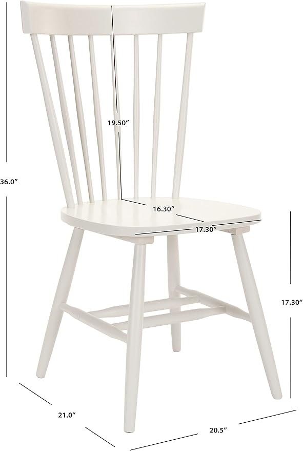 SAFAVIEH Home Collection Parker Farmhouse Off-White Spindle Windsor Solid Wood Dining Chair Set of 4