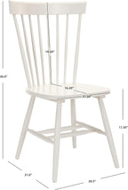 SAFAVIEH Home Collection Parker Farmhouse Off-White Spindle Windsor Solid Wood Dining Chair Set of 4