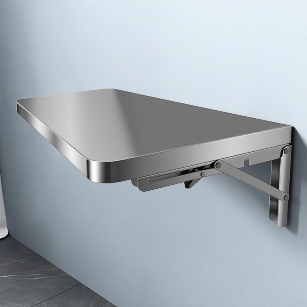 304 Stainless Steel Folding Wall Shelf Wall Mount Kitchen Storage Shelves Rounded Corners Food-Grade Folding Table Thickened Bracket for Laundry Room Garage Restaurant.(80x40cm/31.5x15.7in)