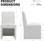 White Upholstered Dining Chairs Set of 2, Modern Dining Chairs, Kitchen & Dining Room Chairs, Linen Dining Chairs with Wooden Frame, Fabric