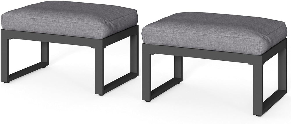 RoyalCraft 2 Pieces Aluminum Outdoor Patio Ottoman Set, Outdoor Foot Stools w...