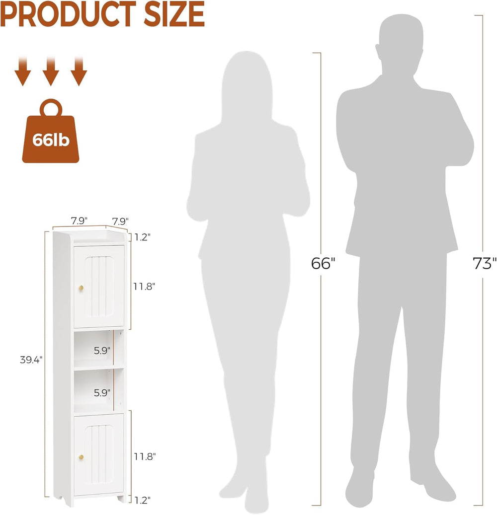 ANWBROAD Slim Bathroom Storage Cabinet Corner Narrow Cabinet with 2 Doors and...