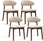 Farmhouse Dining Chairs Set of 4, Mid Century Modern Wooden Dining Room Chairs, Farmhouse Fabric Upholstered Kitchen Dinner Chairs for Living Room Restaurant Cafe, Walnut/Light Camel