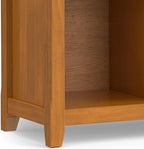 SIMPLIHOME Acadian Console Table - 57 Inch Wide Solid Wood 8-Cube Storage Sofa Table in Light Golden Brown, Storage Unit for Living Room or Bedroom with Grooved Side Panels and Tapered Legs