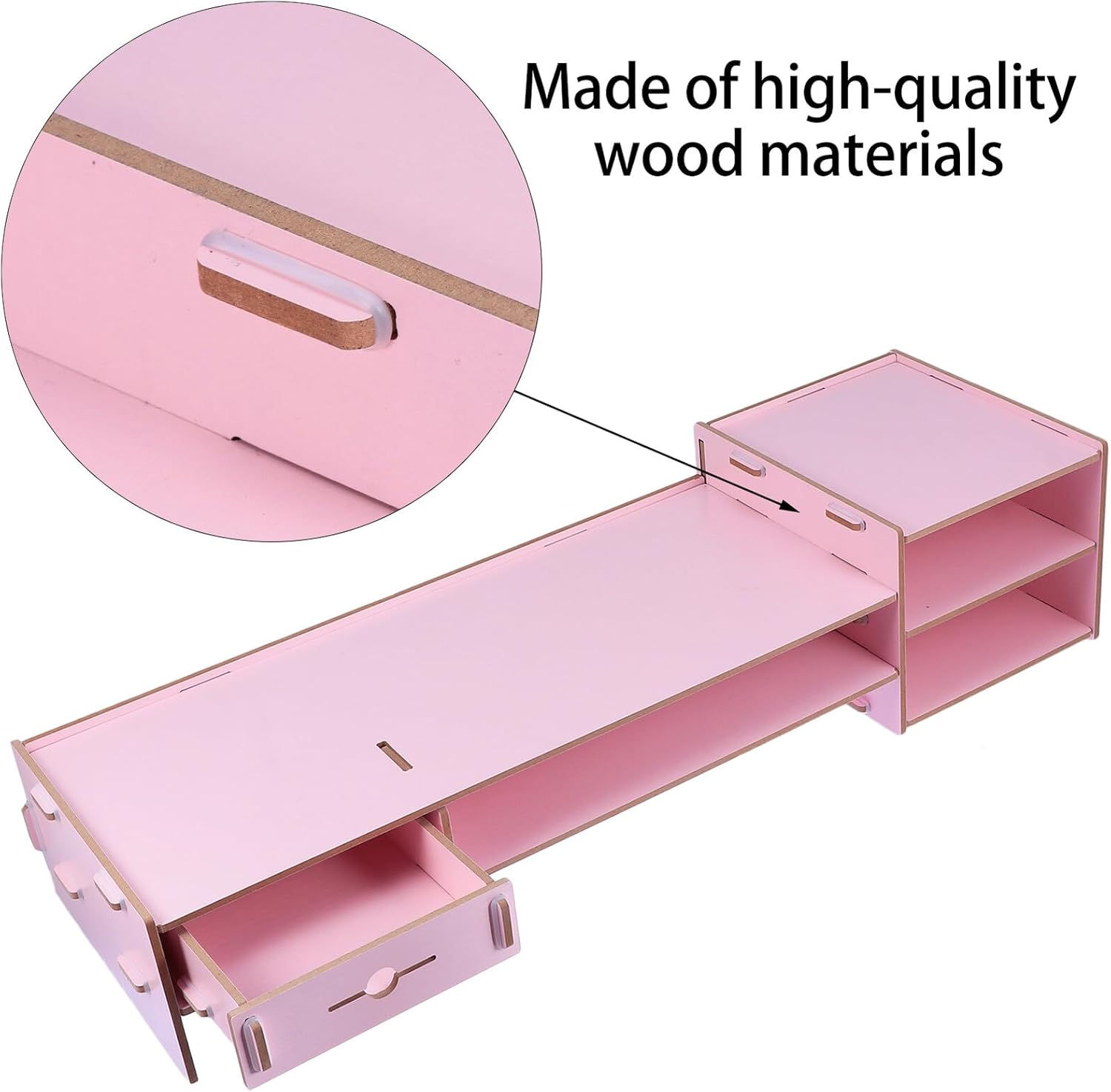 Pink Computer Monitor Stand Riser with Drawer Desktop Organizer Storage Box Office Desk Storage for Home School Space-saving Monitor Riser Stand