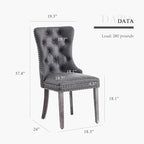 Leather Dining Chair Set of 4, Dining Room Chairs with Nailhead Ring Pull Trim, Upholstered Dining Chairs with Solid Wood Legs for Kitchen Dining Room (Grey)