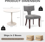3-Piece 31.5" Round Dining Table Set for 2 with Upholstered Chairs – Space-Saving Modern Small Kitchen Cafe Bistro Set(T-Back Grey Linen Chair)