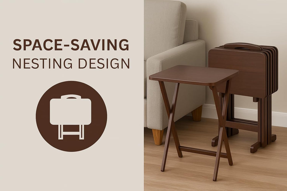 Ergode Folding TV Tray Set of 5 - Durable Small Folding Tables, X-Frame Desig...