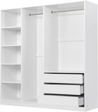 Merax Doorless Wooden Storage Wardrobe with Shelves and 3 Drawers, Functional Clothes Cabinet for Bedroom, Apartment