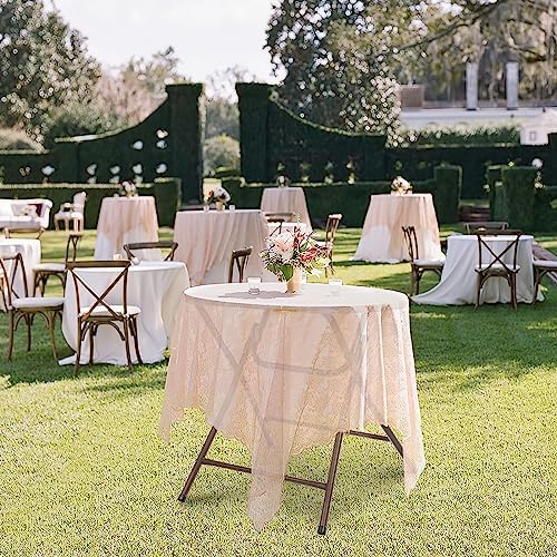 VINGLI 32" Round Folding Commercial Banquet Table, Portable Plastic Coff...