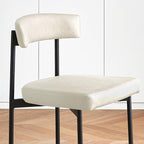 Beige Faux Leather Dining Chairs Set of 4, Armless Upholstered Kitchen Chair,Modern Dining Room Chair with Curved Backrest
