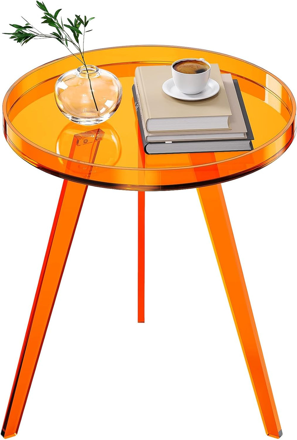 Clear Acrylic Side Table, Round End Table Bedside Table for Living Room Bedro...