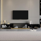 homary Extendable TV Stand, Modern Entertainment Center with Drawers, Adjustable Length Media Console for Living Room Bedroom (Black)