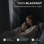 Joydeco Blackout Curtains for Bedroom - 100% Light Blocking 2 Panels Light Beige Drapes 42"W x 63"L, Thermal Insulated Room Darkening Curtains, Linen Textured for Living Room, Rod Pocket & Back Tabs
