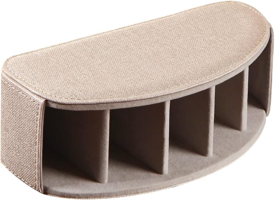 Leather TV Remote Control Holder with 5 Compartments Remote Caddy Desktop Organizer for Storage TV, DVD, Blu-Ray, Media Player, Heater Controllers