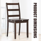 COSTWAY Wooden Dining Chairs Set of 4, Mid-Century Modern Armless Kitchen Side Chairs with Curved Backrest and Rubber Wood Legs for Home Dining Room, Kitchen, Restaurant (Brown)