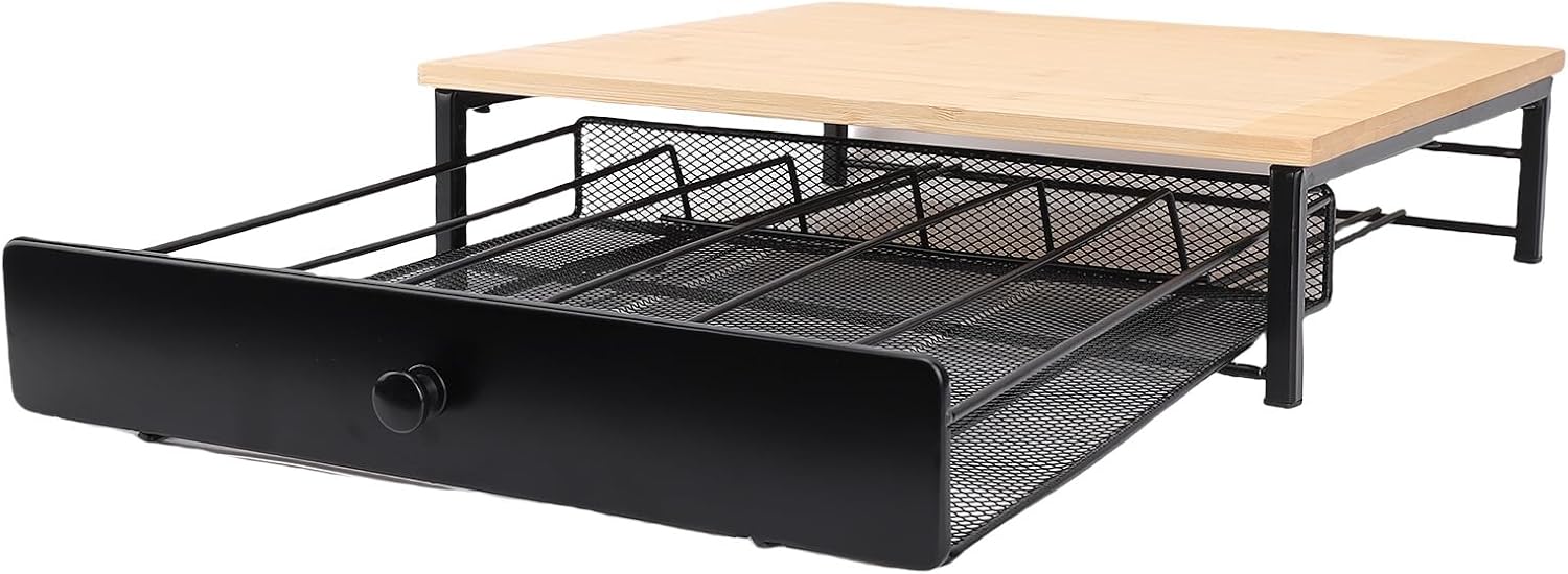 WALFRONT Coffee Pod Drawer, Iron Coffee Capsule Organizer Tray with 36 Pods Capacity for Home Office and Cafe Use