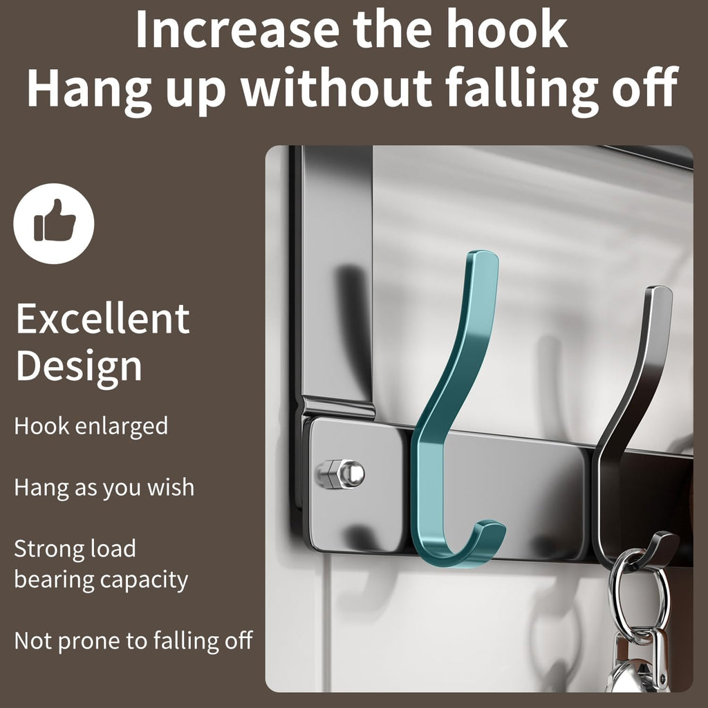 Over The Door Hooks Organizer, Coat Rack Over The Door Storage Hanger Towel Rack with Mesh Baskets and 10 Hooks, Back of Door Storage Organizer for Bathroom, Bedroom, Kitchen, Office (Grey)