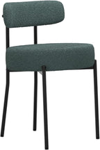 DYHOME Green Dining Chairs Set of 6, Mid-Century Modern Dining Chairs, Kitchen Dining Room Chairs, Curved Backrest Round Upholstered Boucle Sherpa Dining Chair with Black Metal Legs